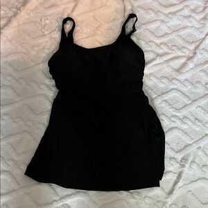 💁‍♀️WOMENS 🩱Black One-Piece Swimdress shorts with pocket NWOT
